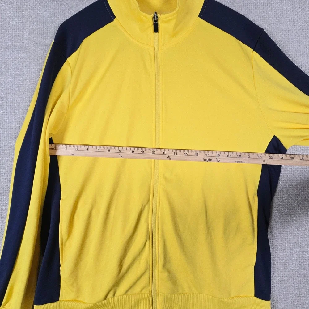 Ideology Mens‎ XL Yellow Navy Blue Striped Full Zip Track Jacket Activewear